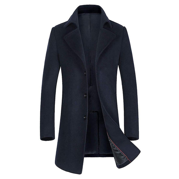 Men's Wool Coats Single/Double Breasted Trench Coat Winter Jacket - Aptro