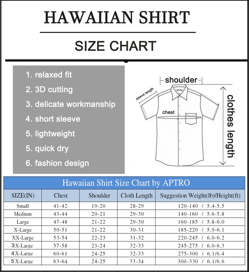 APTRO Short Sleeve 4 Way Stretch Button Down Mens Hawaiian Shirt