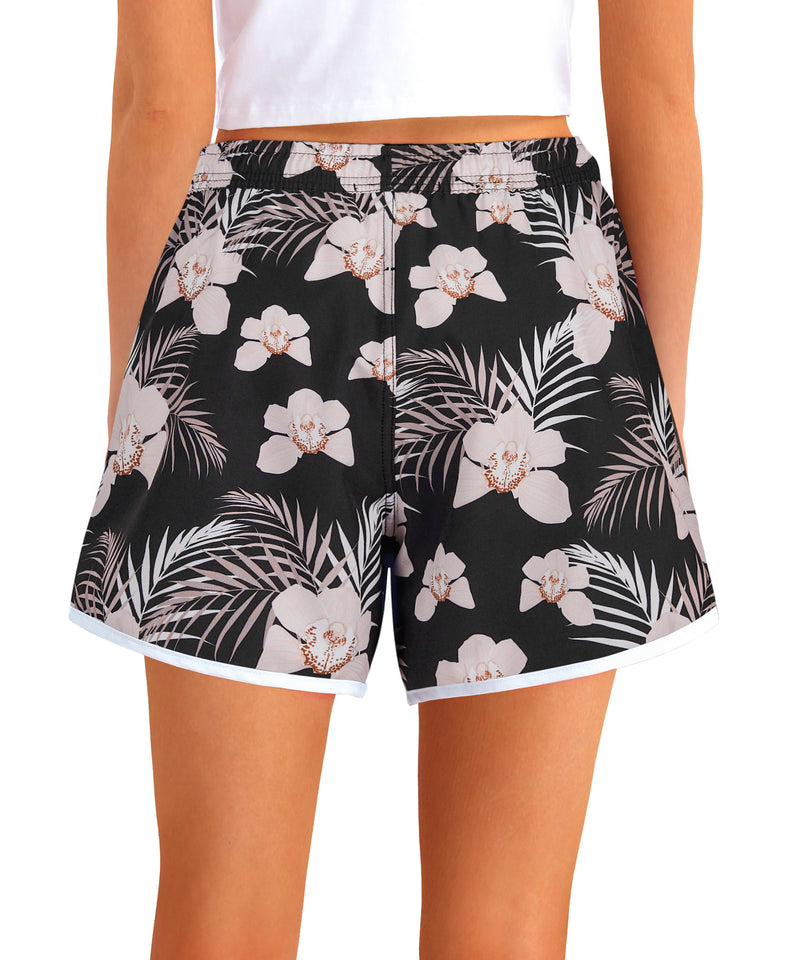 APTRO Women's Quick Dry Swim Shorts Summer Board Shorts with Pockets Floral Beach Shorts Swim Trunks