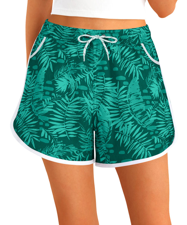 APTRO Women's Quick Dry Swim Shorts Summer Board Shorts with Pockets Floral Beach Shorts Womens swim trunks