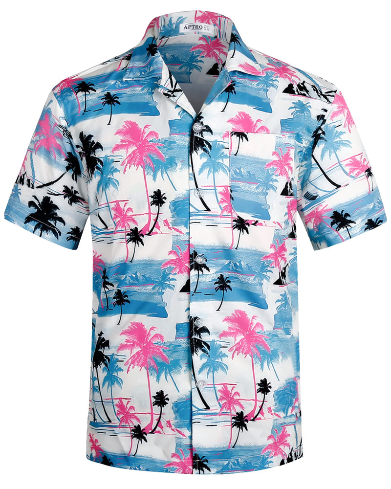 APTRO Men's Hawaiian Shirt Summer Beach Tropical Short Sleeve Button Down Shirt