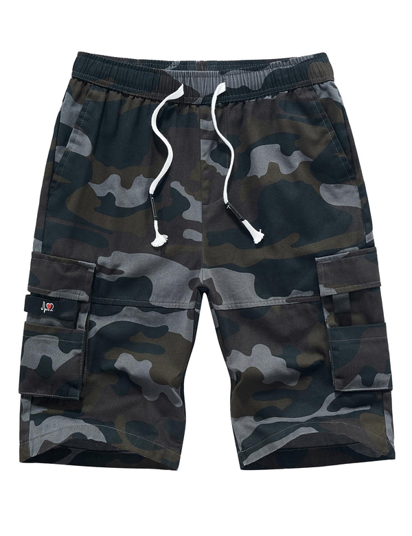 APTRO Men's Cargo Shorts Relaxed Fit Multi-Pockets Elastic Waist Cotton Shorts Outdoor Casual Cargo Shorts