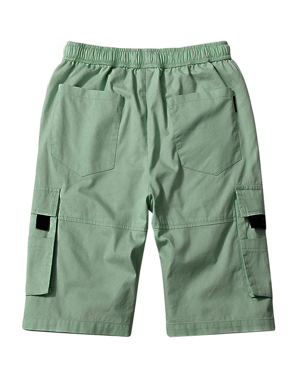 APTRO Men's Cargo Shorts Relaxed Fit Multi-Pockets Elastic Waist Cotton Shorts Outdoor Casual Cargo Shorts