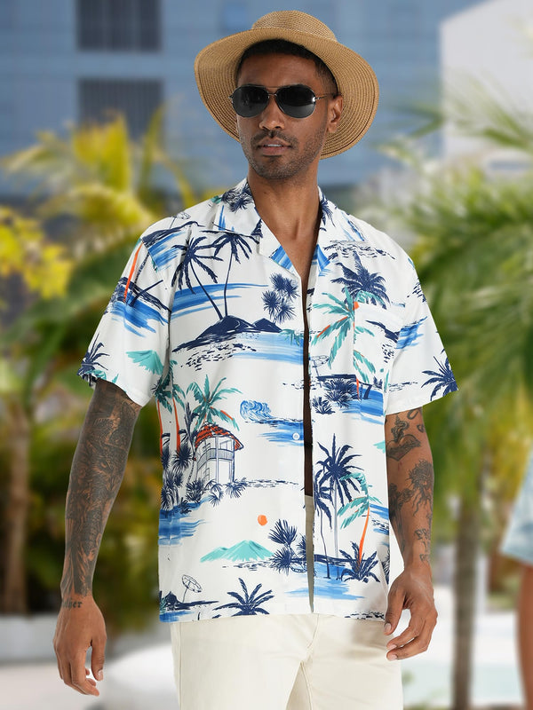 APTRO Men's Hawaiian Shirt Summer Beach Tropical Short Sleeve Button Down Shirt