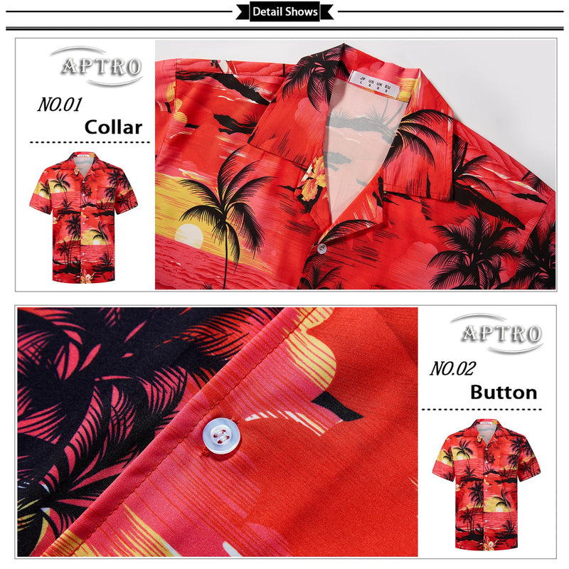 APTRO Men's Hawaiian Shirt Summer Beach Tropical Short Sleeve Button Down Shirt