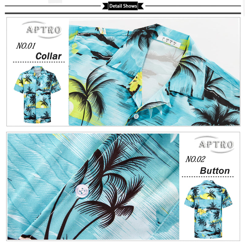 APTRO Men's Hawaiian Shirt Summer Beach Tropical Short Sleeve Button Down Shirt