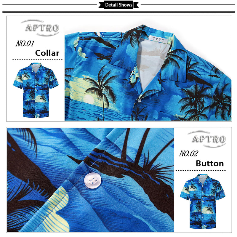 APTRO Men's Hawaiian Shirt Summer Beach Tropical Short Sleeve Button Down Shirt