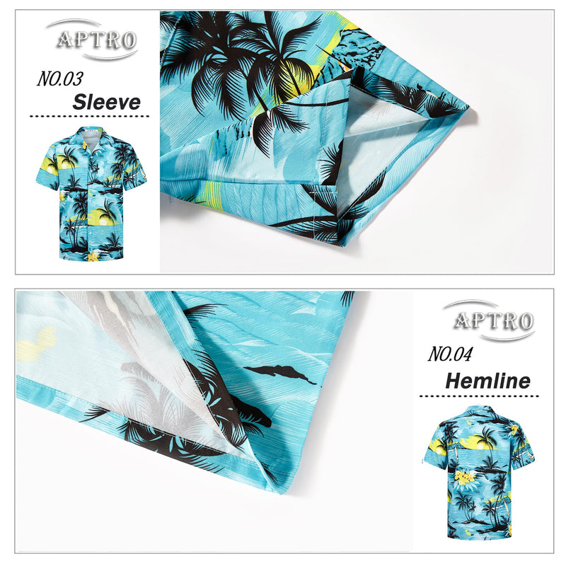 APTRO Men's Hawaiian Shirt Summer Beach Tropical Short Sleeve Button Down Shirt