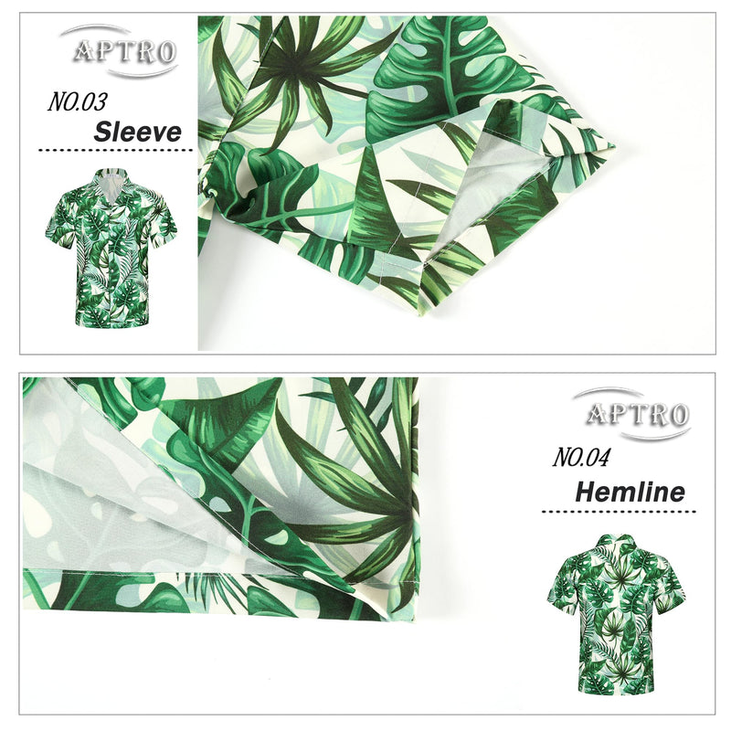 APTRO Mens Hawaiian Shirt Short Sleeve 4 Way Stretch Button Down Beach Shirt