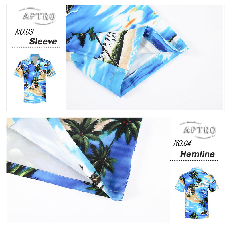 APTRO Men's Hawaiian Shirt Summer Beach Tropical Short Sleeve Button Down Shirt