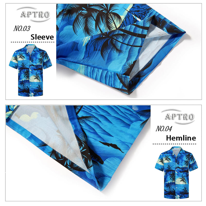 APTRO Men's Hawaiian Shirt Summer Beach Tropical Short Sleeve Button Down Shirt