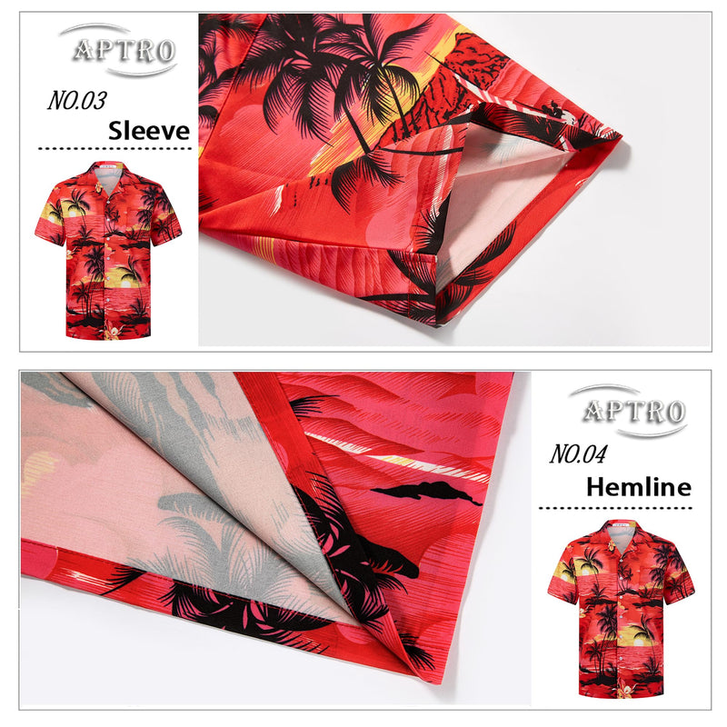 APTRO Men's Hawaiian Shirt Summer Beach Tropical Short Sleeve Button Down Shirt