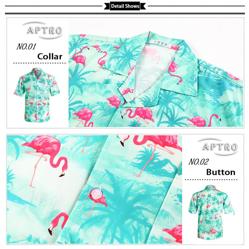 APTRO Men's Hawaiian Shirt Summer Beach Tropical Short Sleeve Button Down Shirt