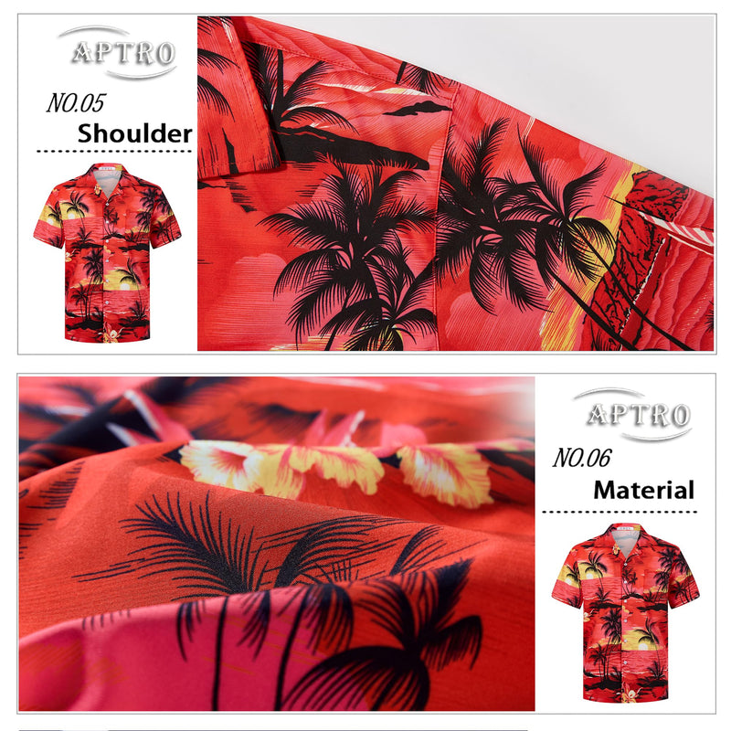 APTRO Men's Hawaiian Shirt Summer Beach Tropical Short Sleeve Button Down Shirt