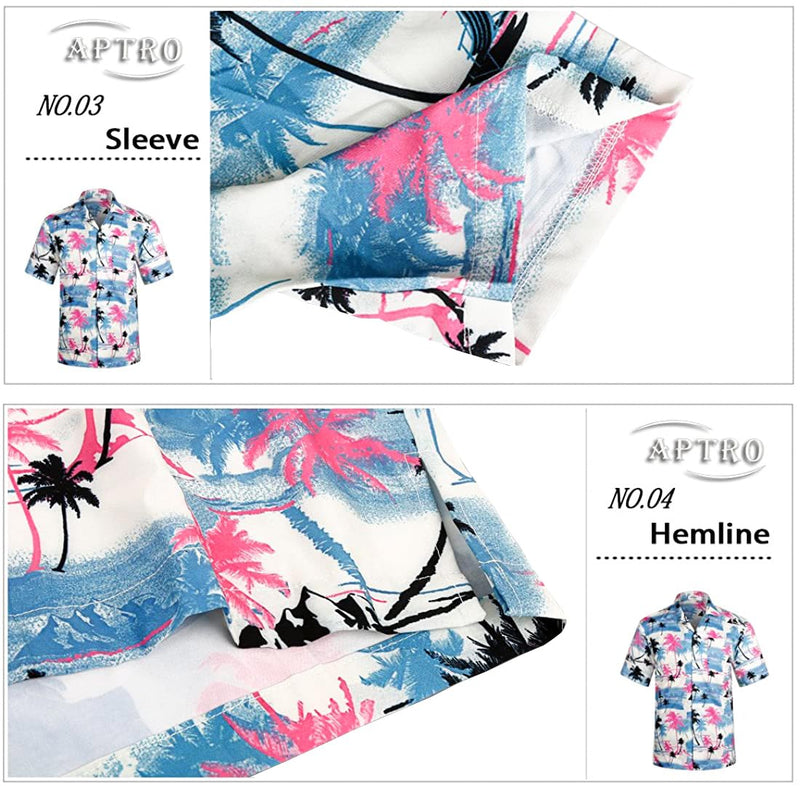 APTRO Men's Hawaiian Shirt Summer Beach Tropical Short Sleeve Button Down Shirt