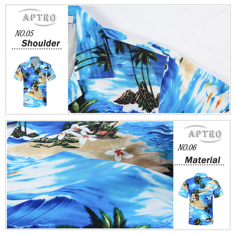 APTRO Men's Hawaiian Shirt Summer Beach Tropical Short Sleeve Button Down Shirt