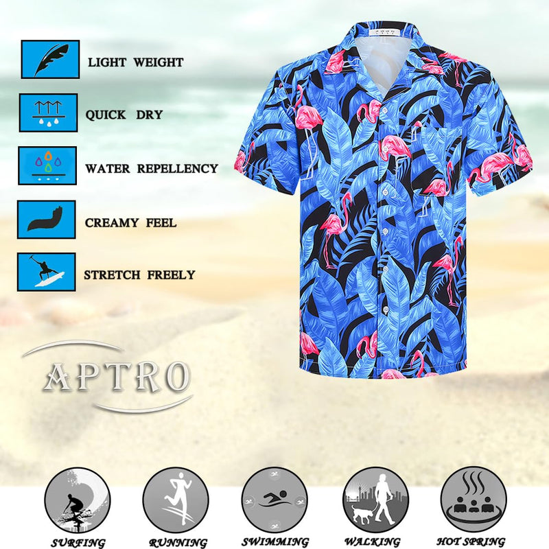 APTRO Men's Hawaiian Shirt Summer Beach Tropical Short Sleeve Button Down Shirt