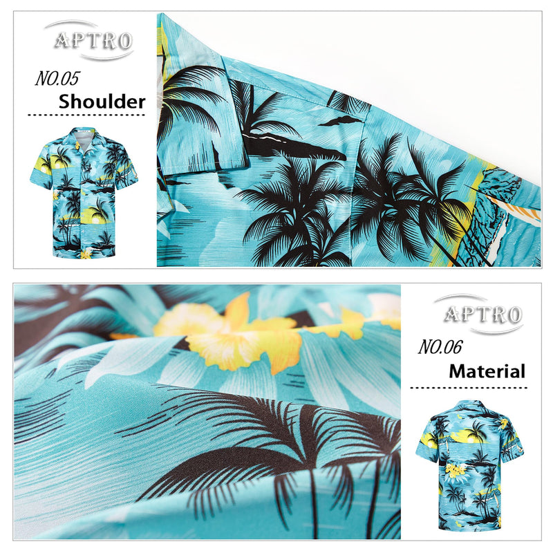 APTRO Men's Hawaiian Shirt Summer Beach Tropical Short Sleeve Button Down Shirt