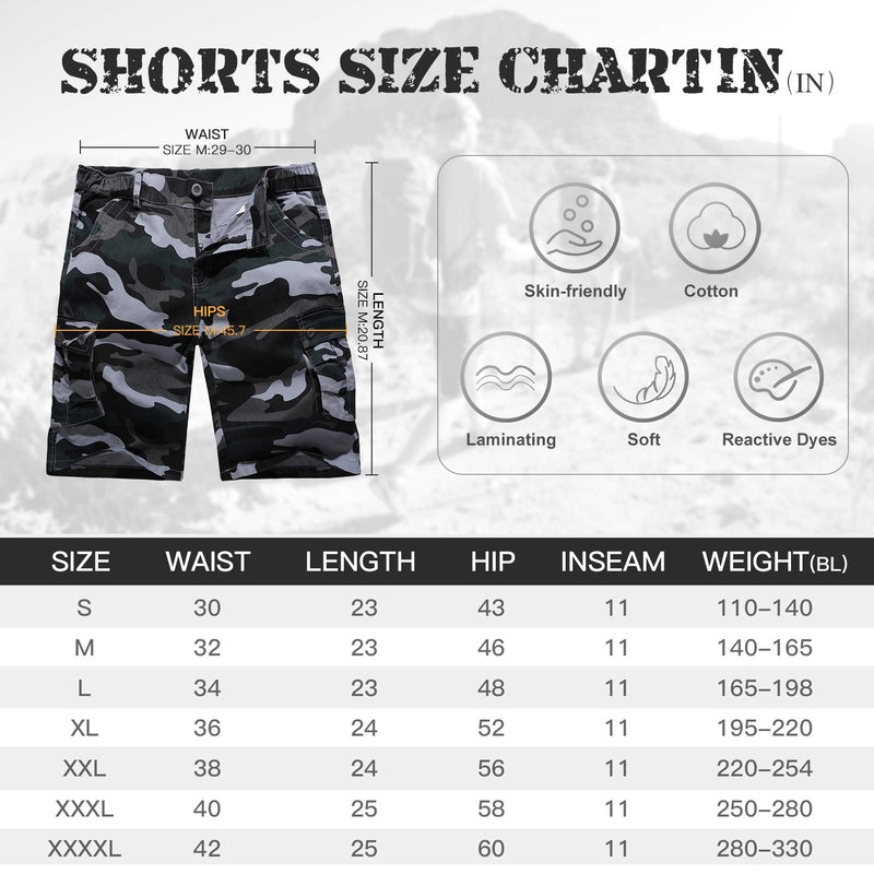 APTRO Men's Cargo Shorts Twill Relaxed Fit Multi-Pockets Cotton Outdoor Casual Shorts