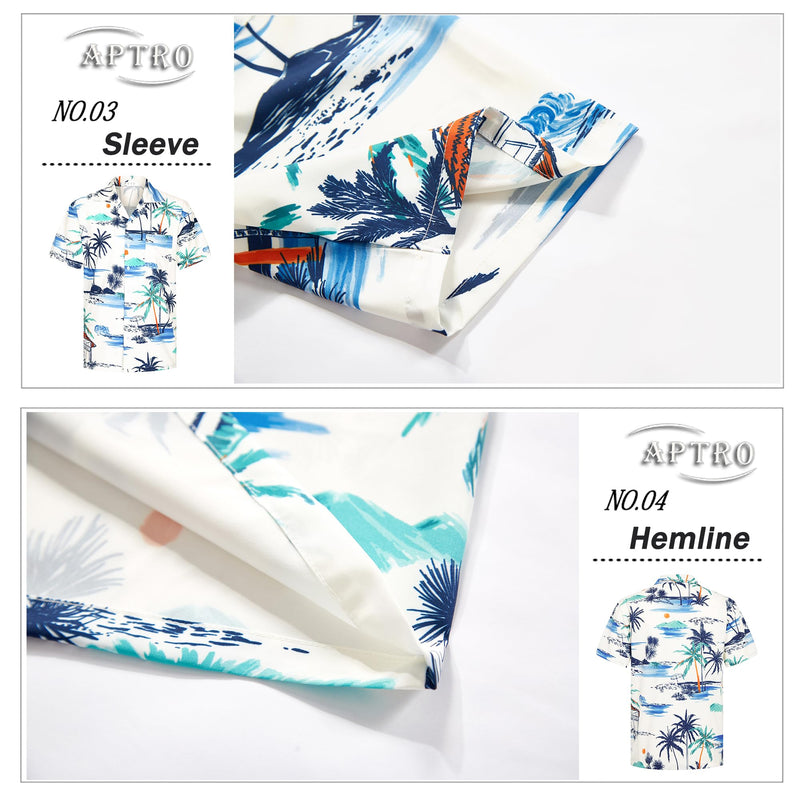 APTRO Men's Hawaiian Shirt Summer Beach Tropical Short Sleeve Button Down Shirt