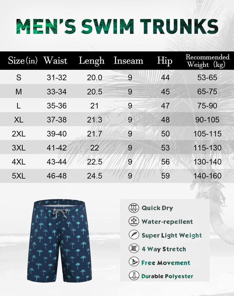 APTRO Men's Quick Dry Swim Trunks 9" Swimsuits Mesh Liner Beach Bathing Suits Swimming Board Shorts