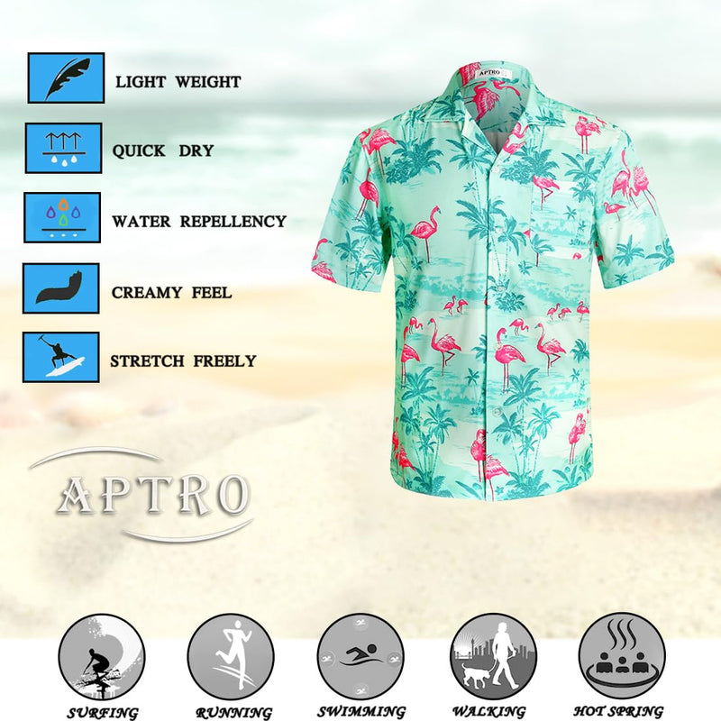 APTRO Men's Hawaiian Shirt Summer Beach Tropical Short Sleeve Button Down Shirt