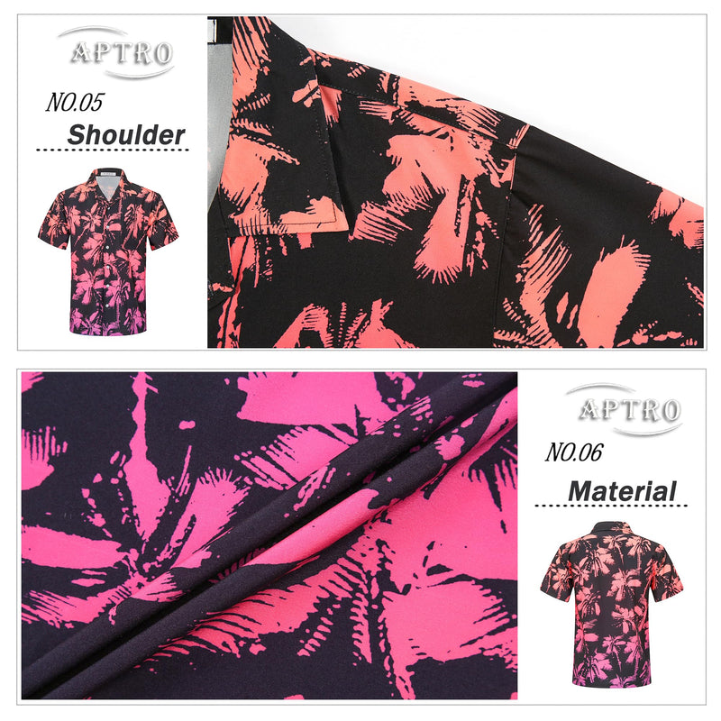 APTRO Men's Hawaiian Shirt Summer Beach Tropical Short Sleeve Button Down Shirt