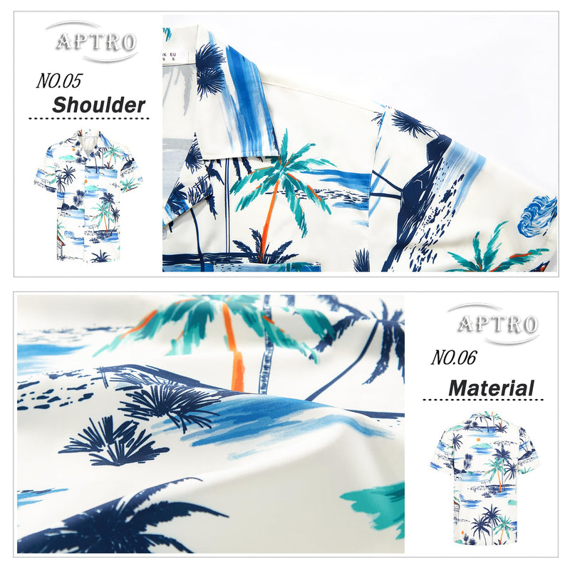 APTRO Men's Hawaiian Shirt Summer Beach Tropical Short Sleeve Button Down Shirt