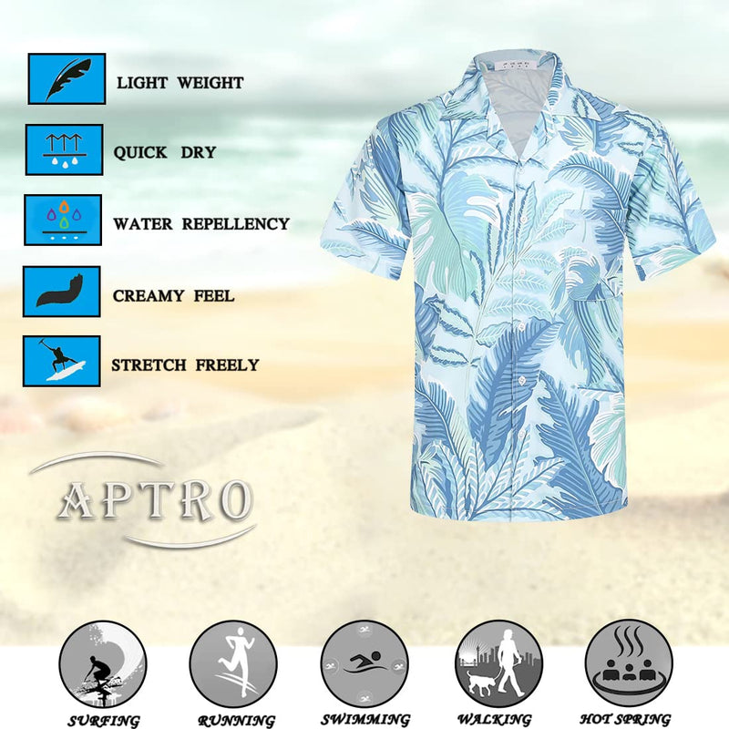 APTRO Men's Hawaiian Shirt Summer Beach Tropical Short Sleeve Button Down Shirt