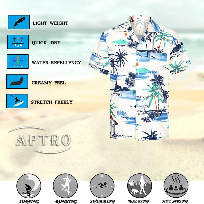 APTRO Men's Hawaiian Shirt Summer Beach Tropical Short Sleeve Button Down Shirt