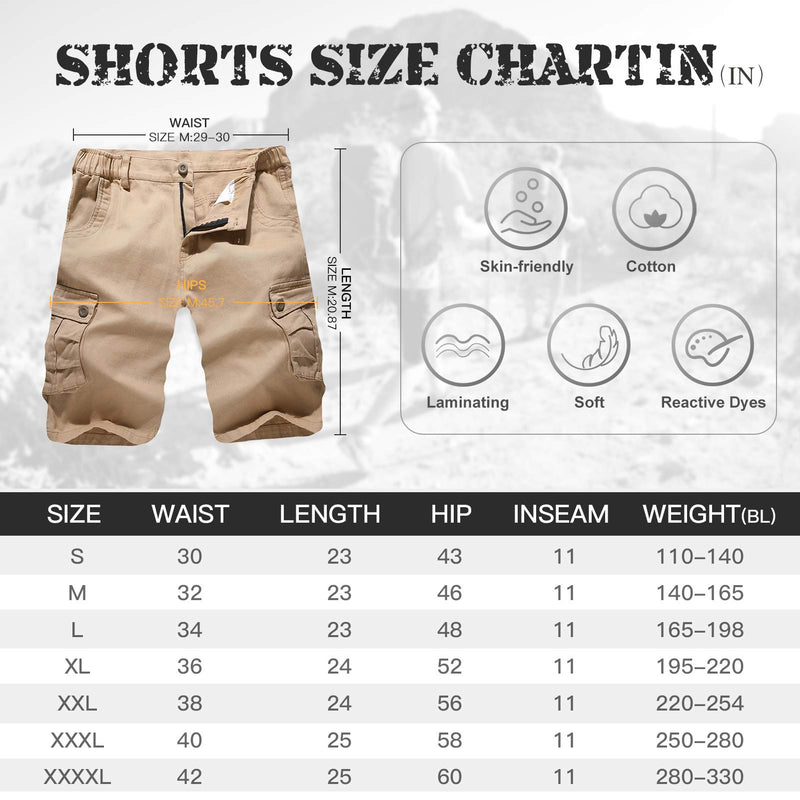 APTRO Men's Cargo Shorts Twill Relaxed Fit Multi-Pockets Cotton Outdoor Casual Shorts