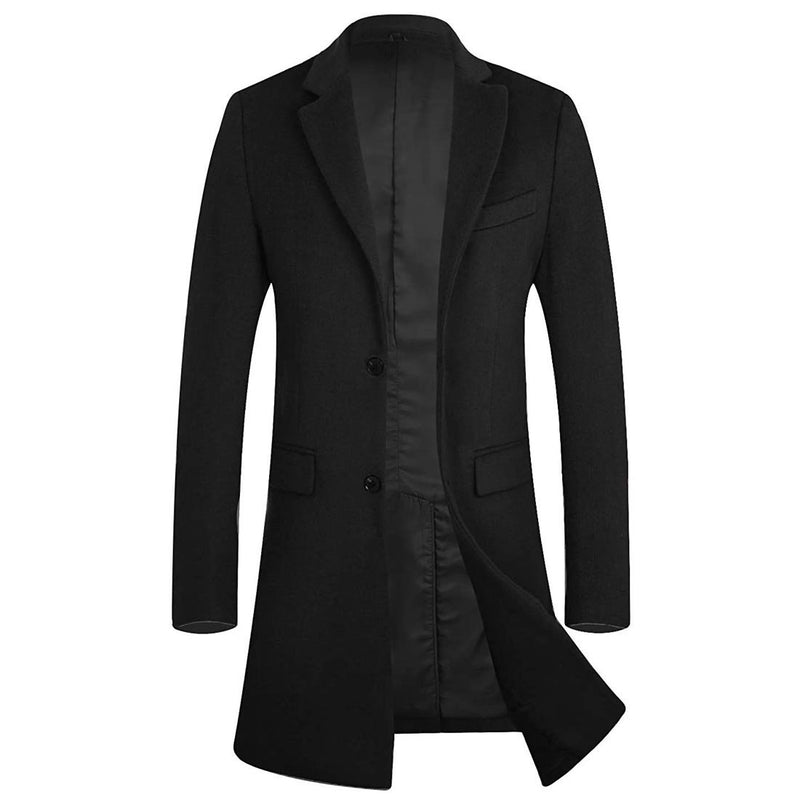 Men's Winter Trench Coat Wool Business Pea Coat Gentlemen Overcoat - Aptro