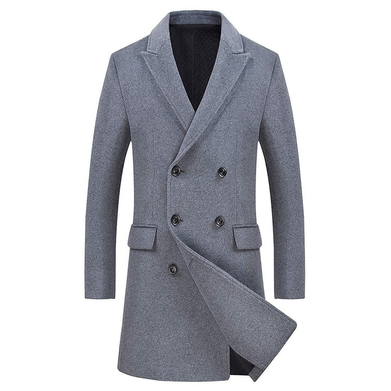 Men's Wool Coats Single/Double Breasted Trench Coat Winter Jacket - Aptro