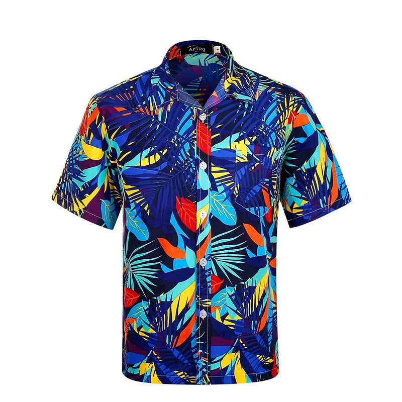 Men's Hawaiian Shirt Floral Short Sleeve Shirts - Aptro Fashion