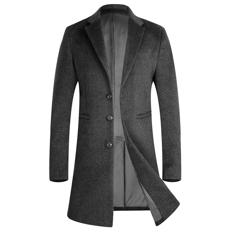 Men's Winter Trench Coat Wool Business Pea Coat Gentlemen Overcoat - Aptro