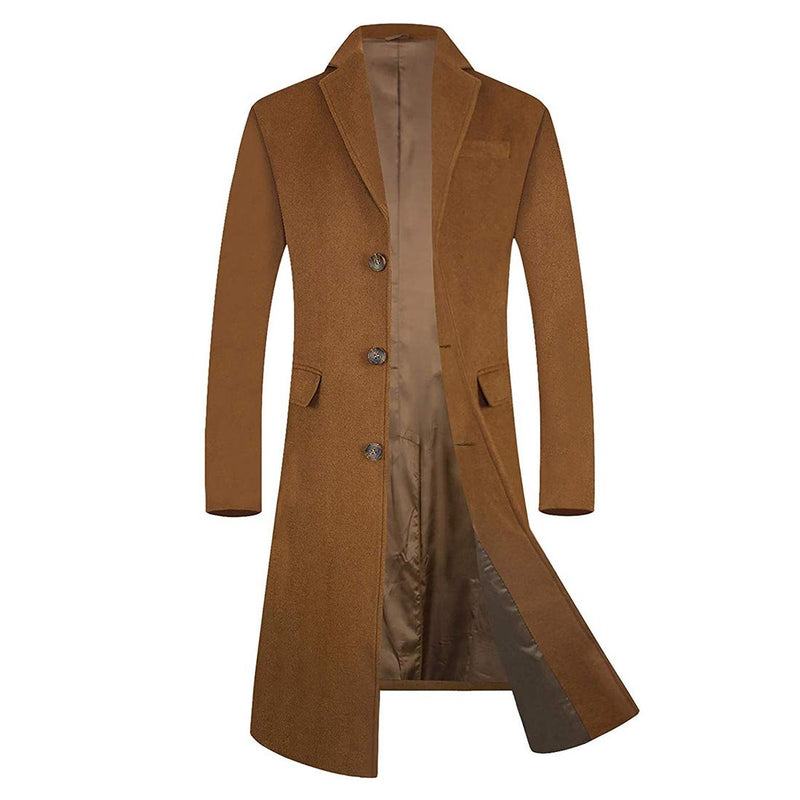 Men's Wool Trench Coat French Long Jacket Winter Business Top Coat - Aptro