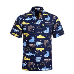 Men's Funny Christmas Hawaiian Shirt 4 Way Stretch Short Sleeve Shirts - Aptro Fashion