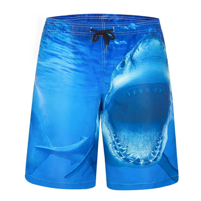 Aptro Men's Blue Shark Printed Swim Trunks - Aptro