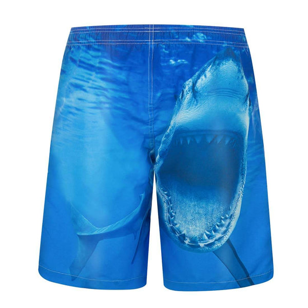 Aptro Men's Blue Shark Printed Swim Trunks - Aptro