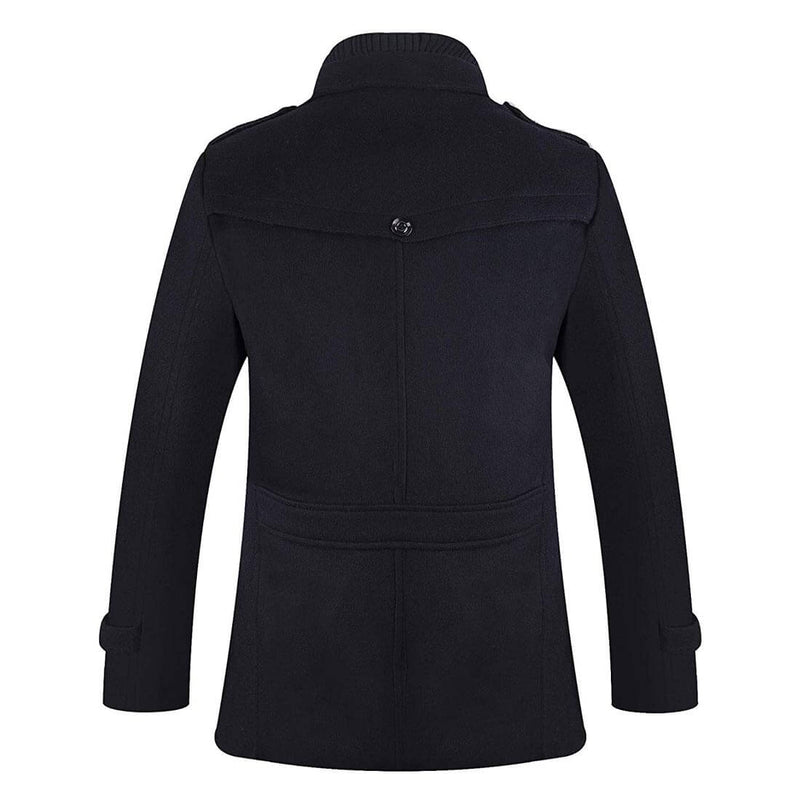 Men's Winter Coat Single Breasted Wool Pea Coat Fleece Jacket - Aptro