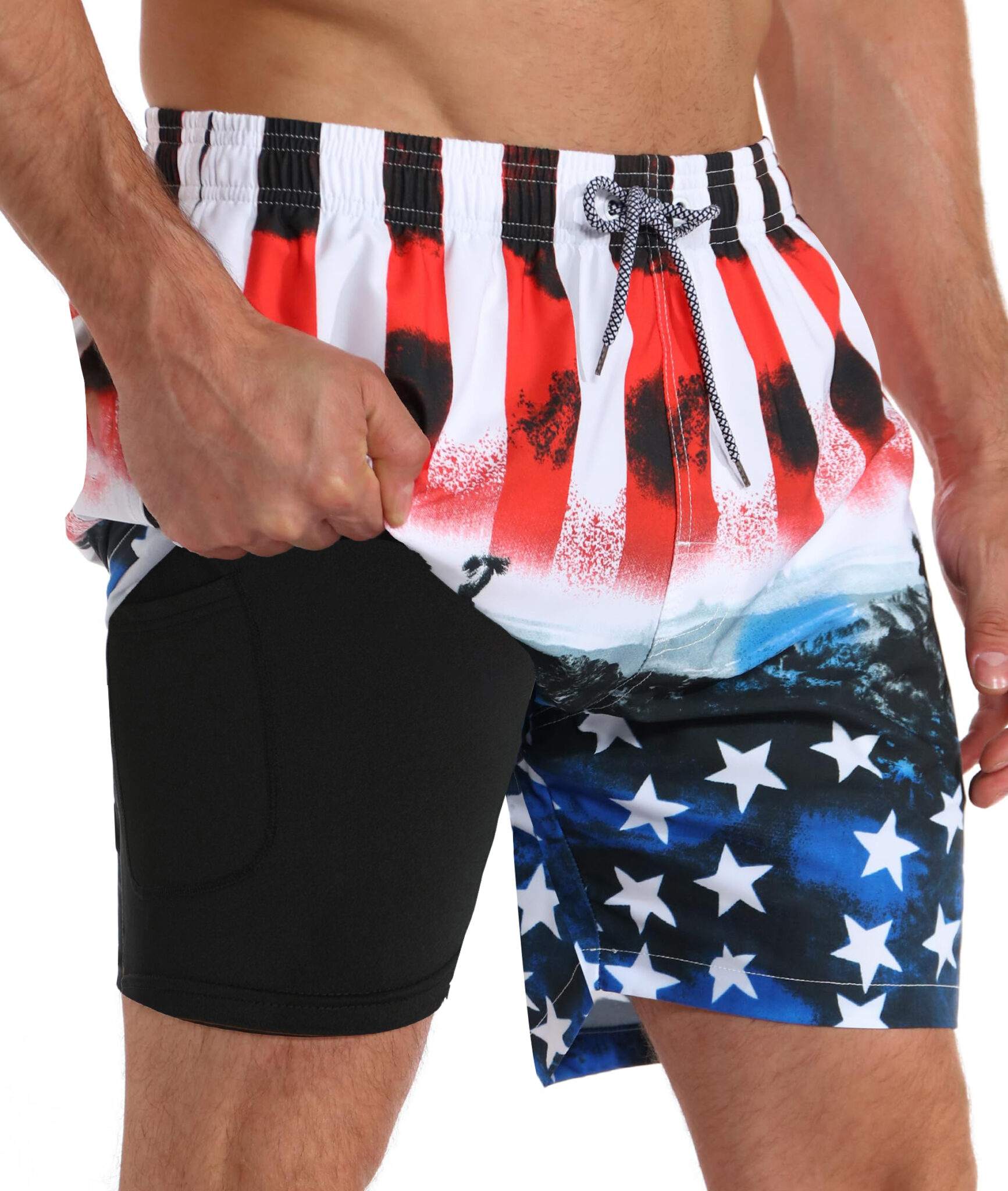 Mens Swim Trunks Compression Liner 5.5"Board Shorts