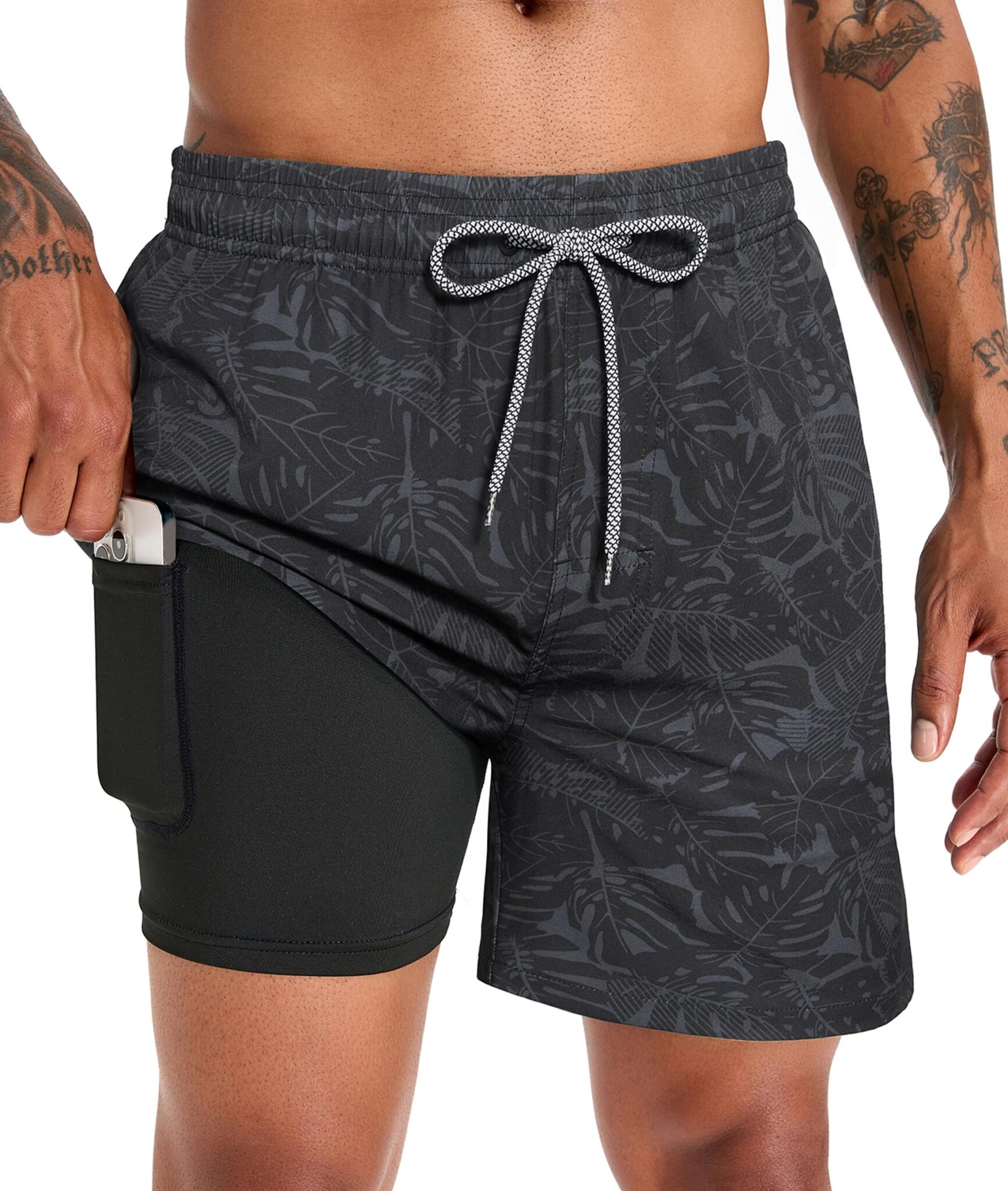 Mens Swim Trunks Compression Liner 5.5"Board Shorts