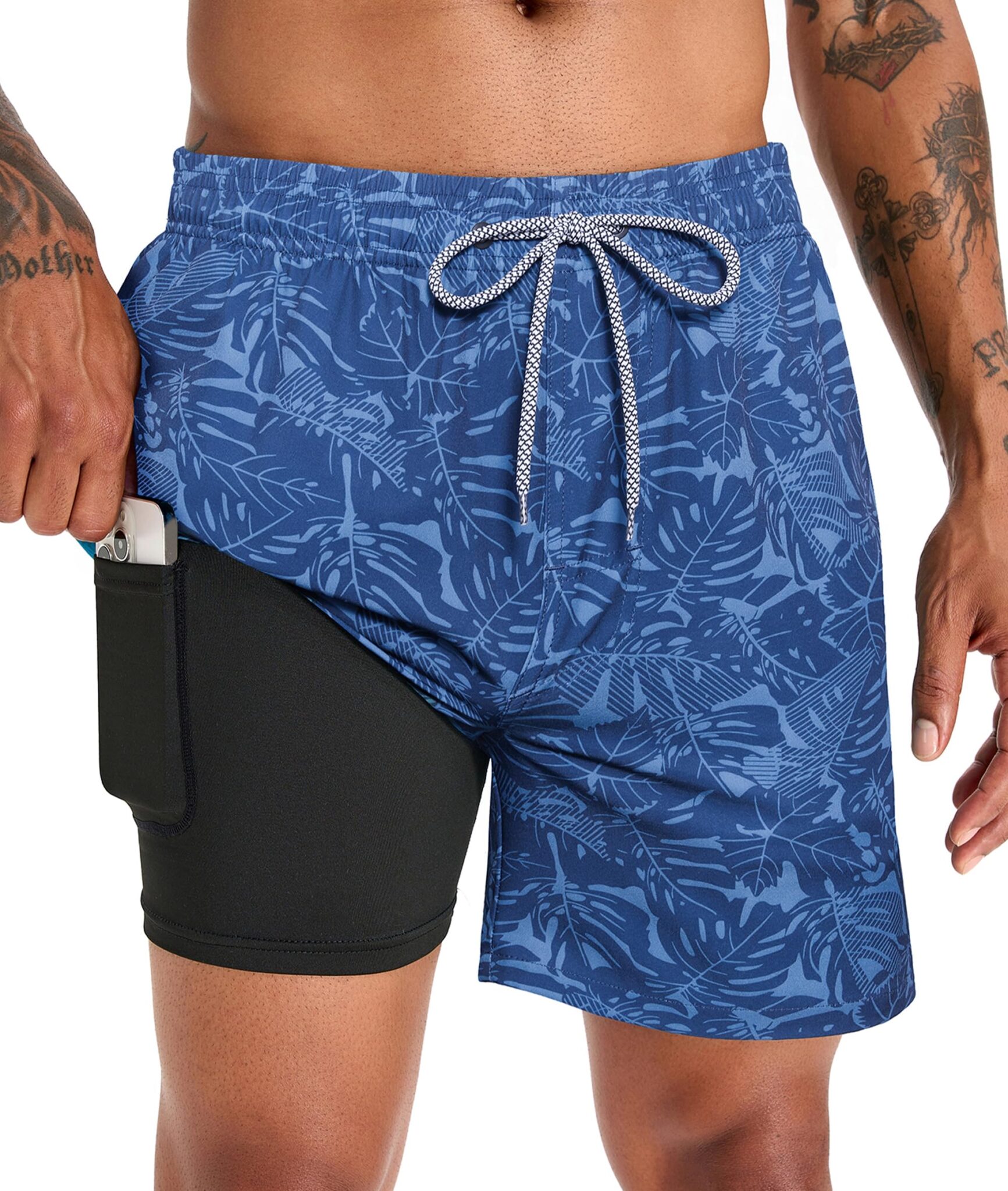Mens Swim Trunks Compression Liner 5.5"Board Shorts