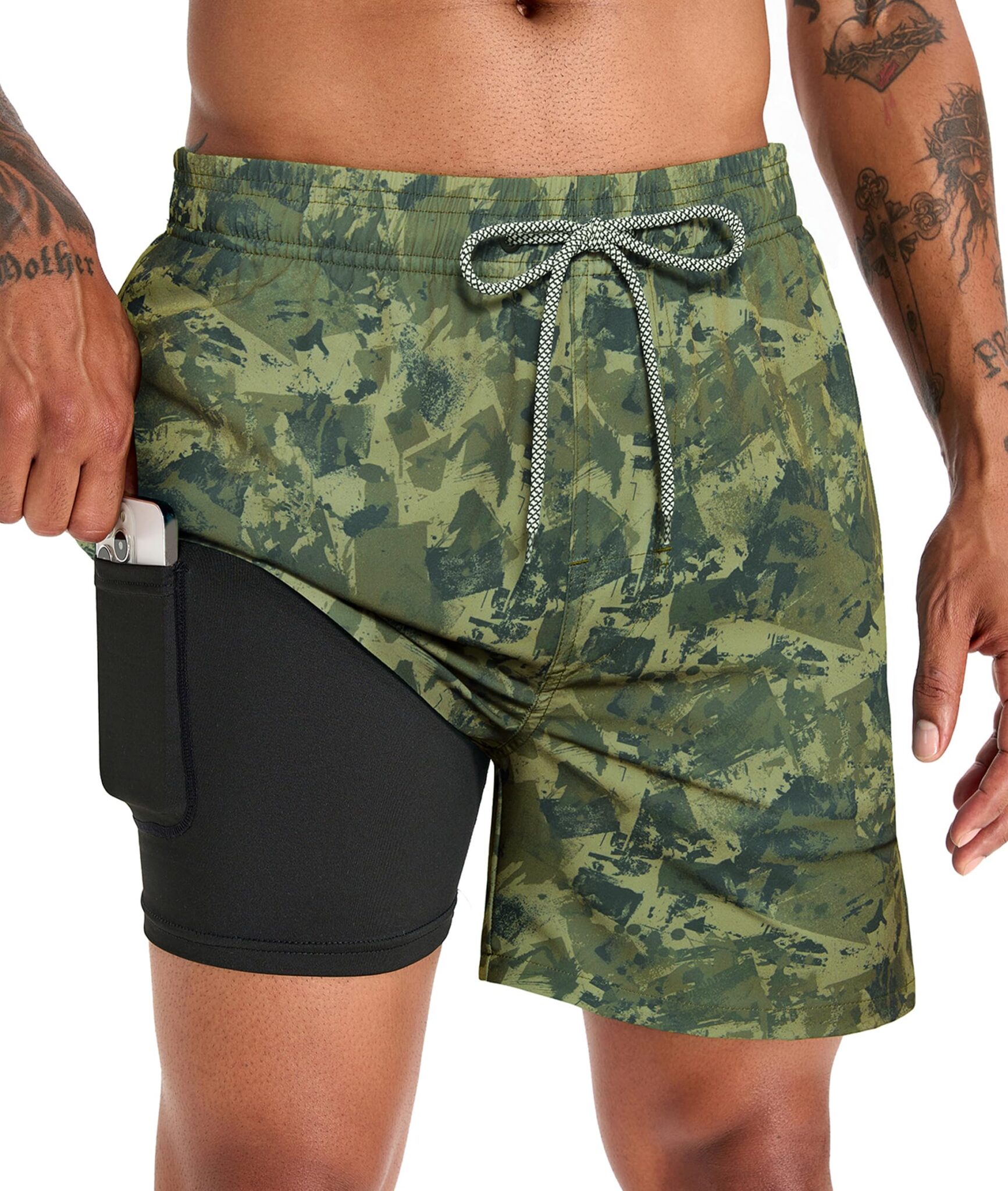 Mens Swim Trunks Compression Liner 5.5"Board Shorts