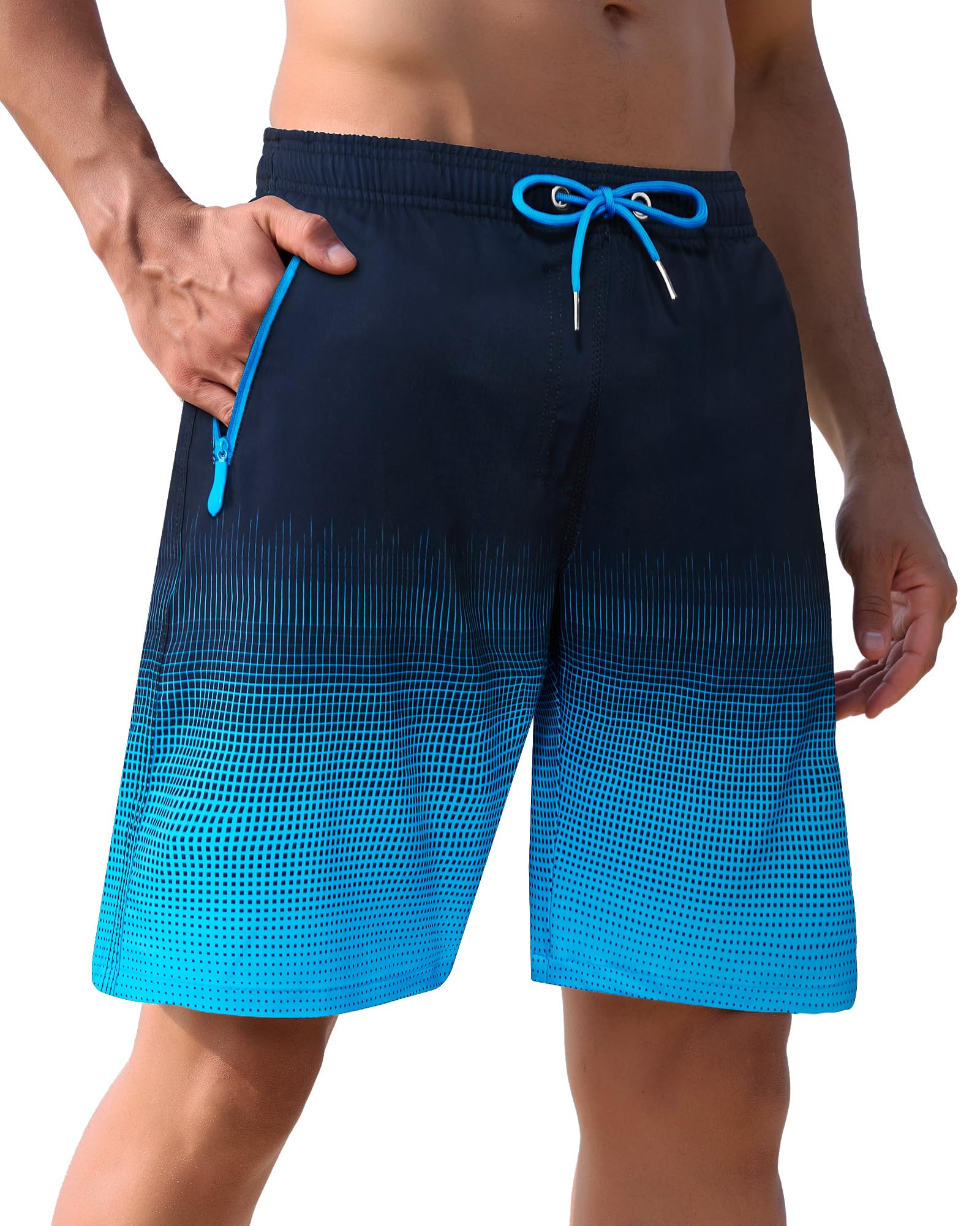 Men's Swim Trunks 9" with Zipper Pockets Bathing Suit
