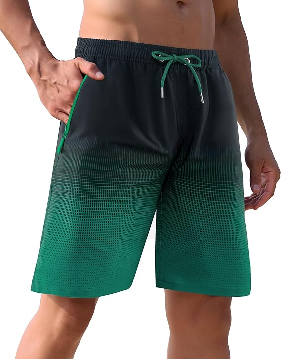 Men's Swim Trunks 9" with Zipper Pockets Bathing Suit