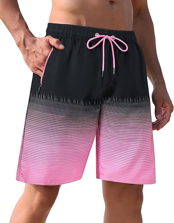 Men's Swim Trunks 9" with Zipper Pockets Bathing Suit