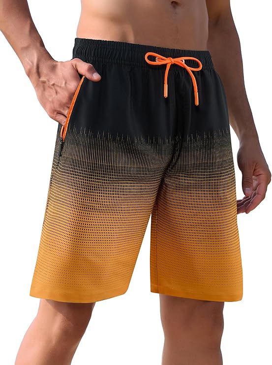 Men's Swim Trunks 9" with Zipper Pockets Bathing Suit