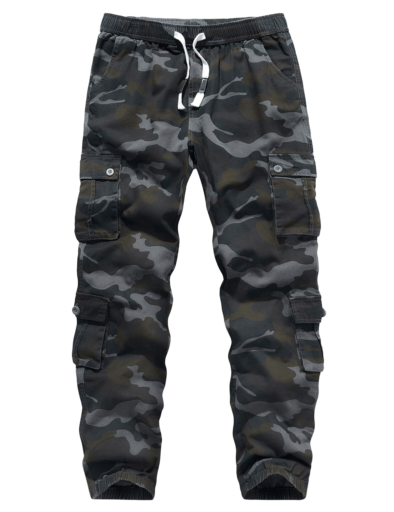 Men's Cotton Cargo Work Pants with Elastic Waist