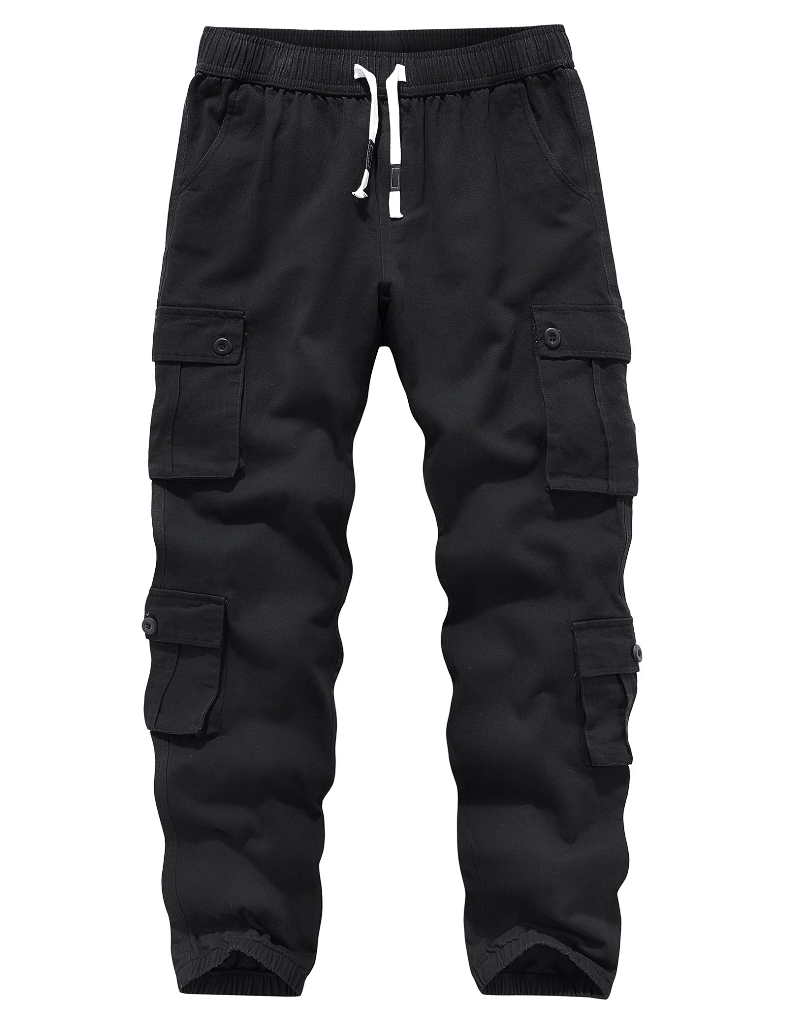 Men's Cotton Cargo Work Pants with Elastic Waist
